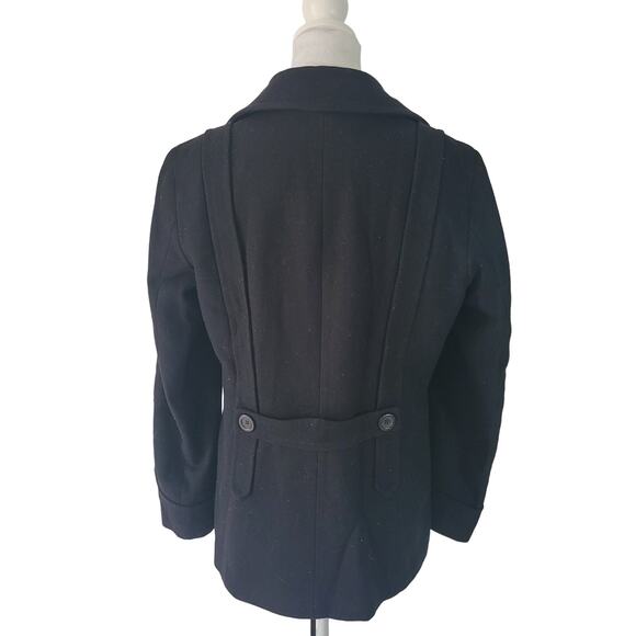 J. Crew Size est 6 Women's Black Double Breasted Short Length Gray Wool Pea Coat - Picture 3 of 10